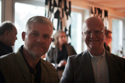 Anders Fransson och Stefan Berntsson på plats på minglet i BID Malmös nyrenoverade lokaler.